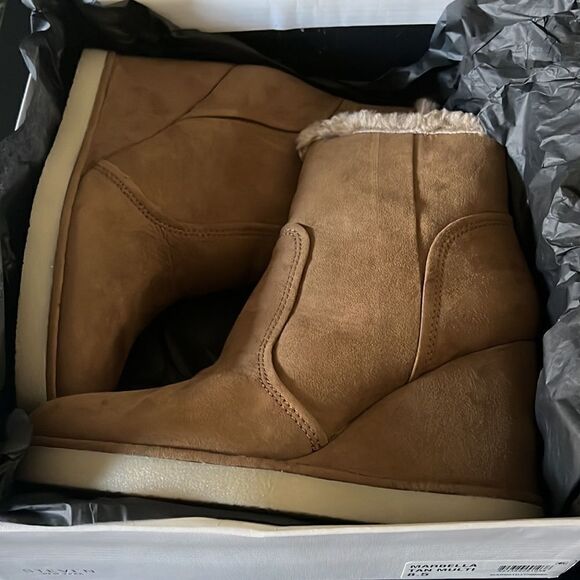 STEVEN NEW YORK MARBELLA FAUX LEATHER HEEL ANKLE BOOTS tan 8.5 - Picture 8 of 12